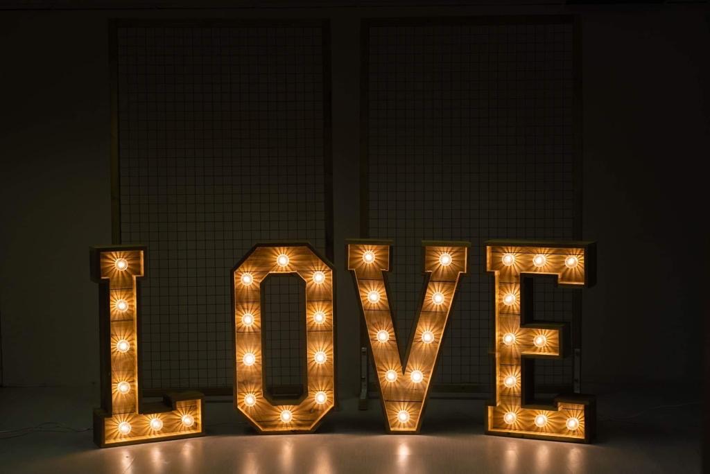 light up wooden love letters for events