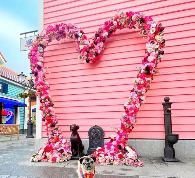 pink floral heart arch 