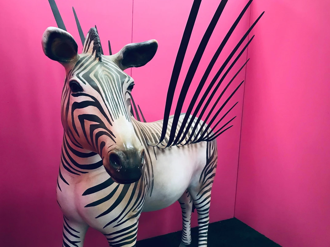 A Zebra with giant eye lashes as stripes