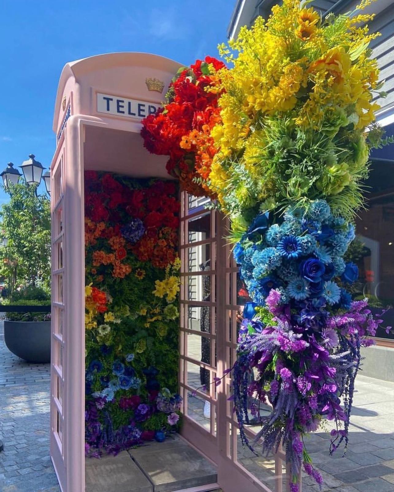 Hand made telephone box with, or without beautiful flora